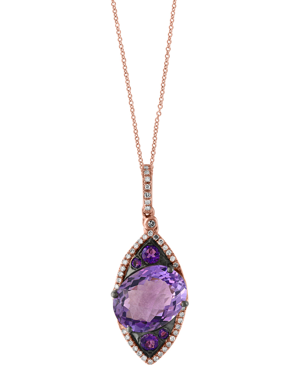 Effy 14K Rose Gold Diamond and Amethyst Pendant