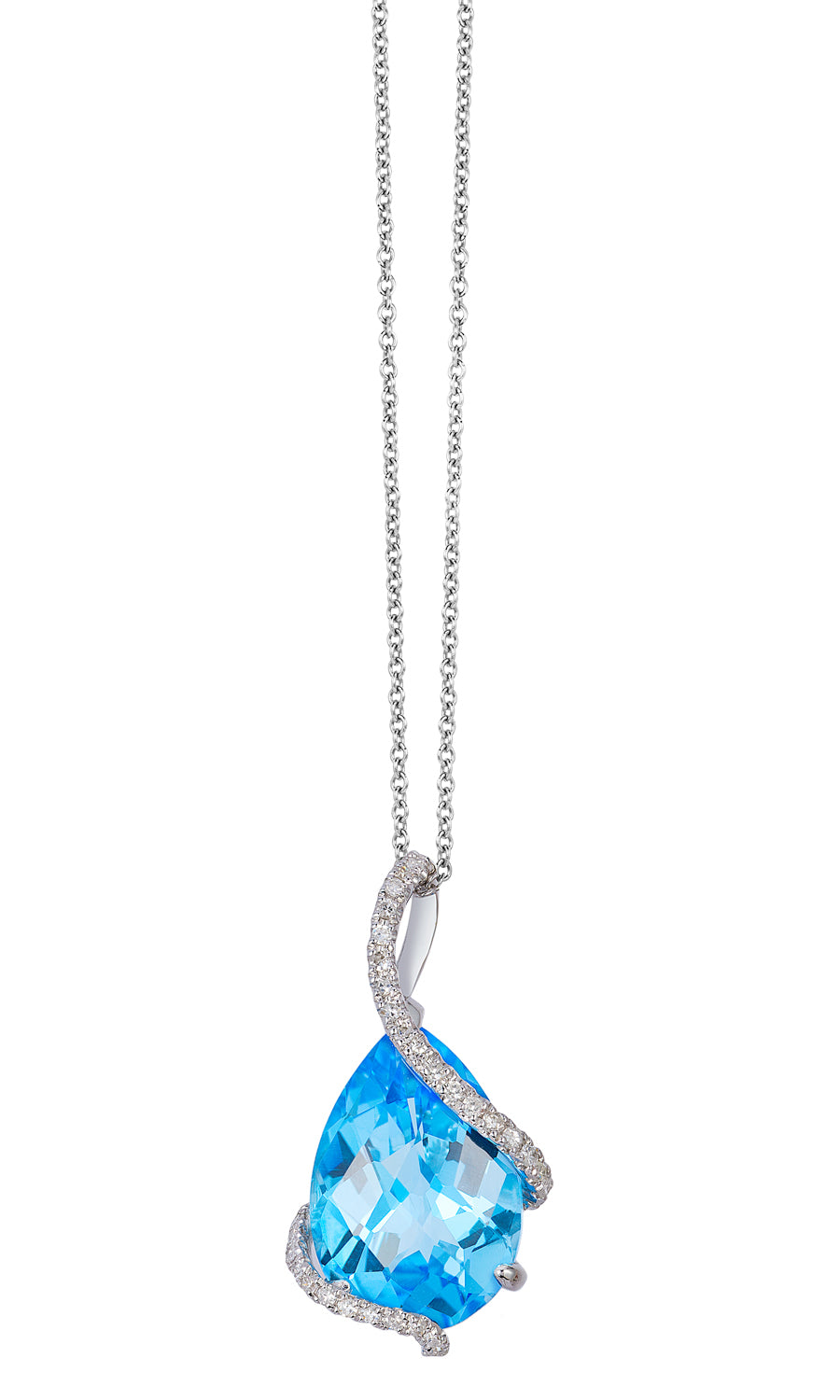 Effy 14K White Gold Diamond, Blue Topaz Pendant