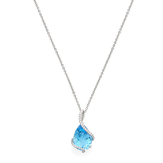 Effy 14K White Gold Diamond, Blue Topaz Pendant