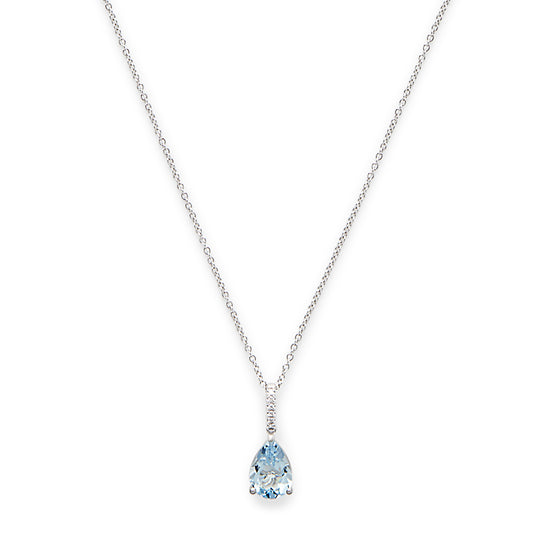 Effy 14K White Gold Diamond, Aquamarine Pendant