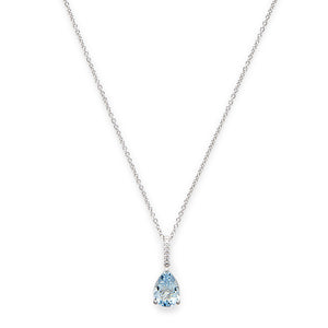 Effy 14K White Gold Diamond, Aquamarine Pendant