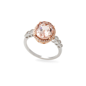 Effy 14K Rose and White Gold Diamond, Morganite Ring