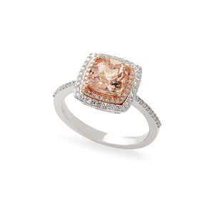 Effy 14K Rose and White Gold Diamond, Morganite Ring