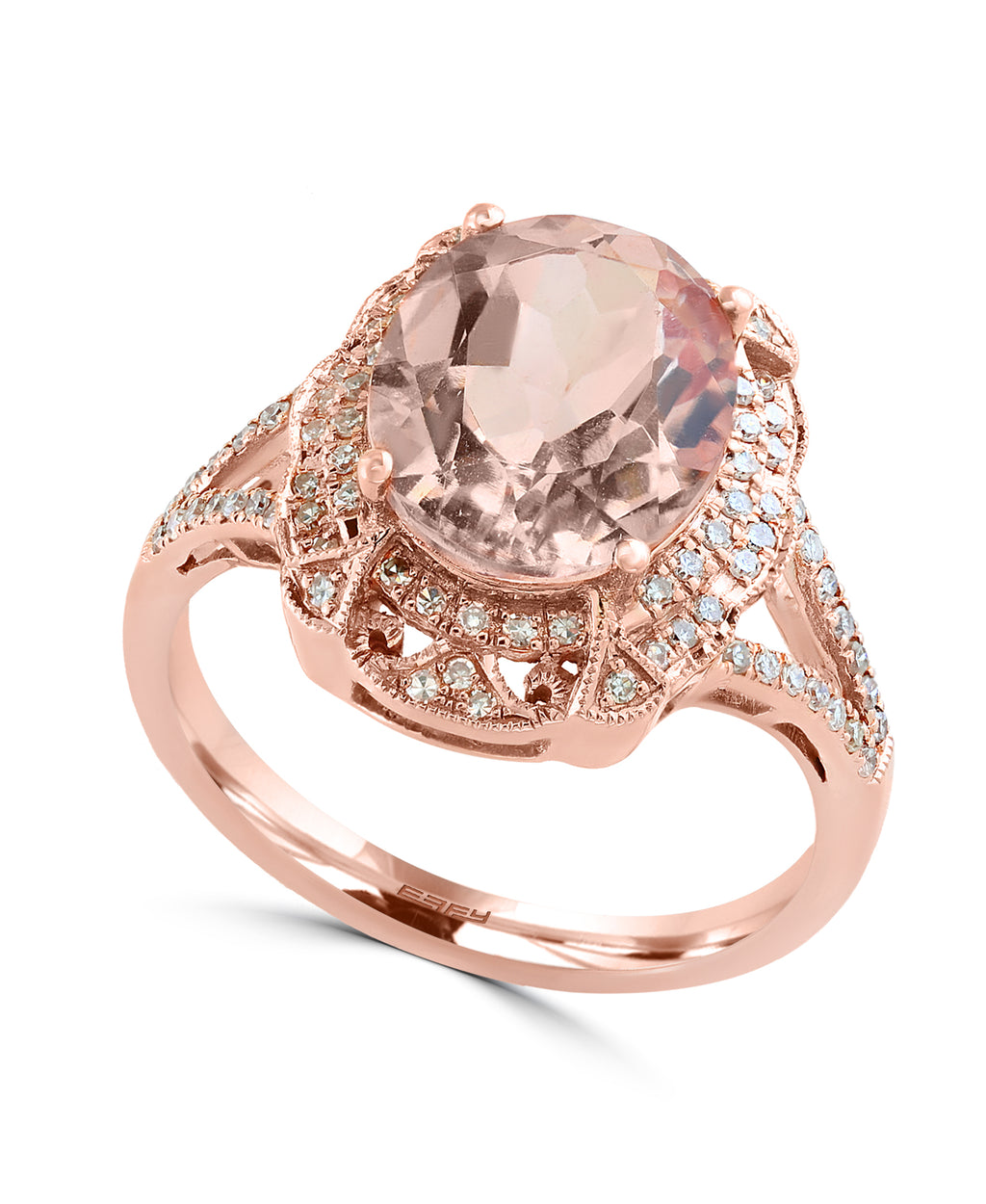 Effy 14K Rose Gold Diamond and Morganite Ring