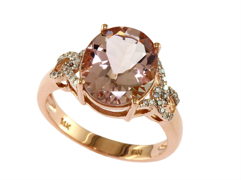 EFFY 14K ROSE GOLD DIAMOND,MORGANITE RING