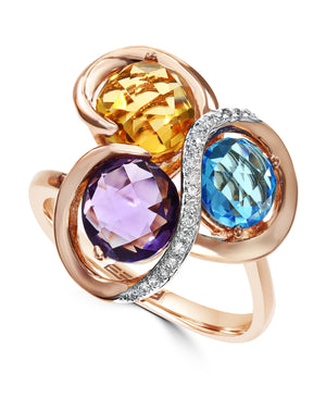 Effy 14K Rose Gold Diamond and Multicolor Ring