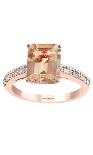 Effy 14K Rose Gold Diamond and Morganite Ring