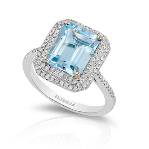 Effy 14K White Gold Diamond, Aquamarine Ring