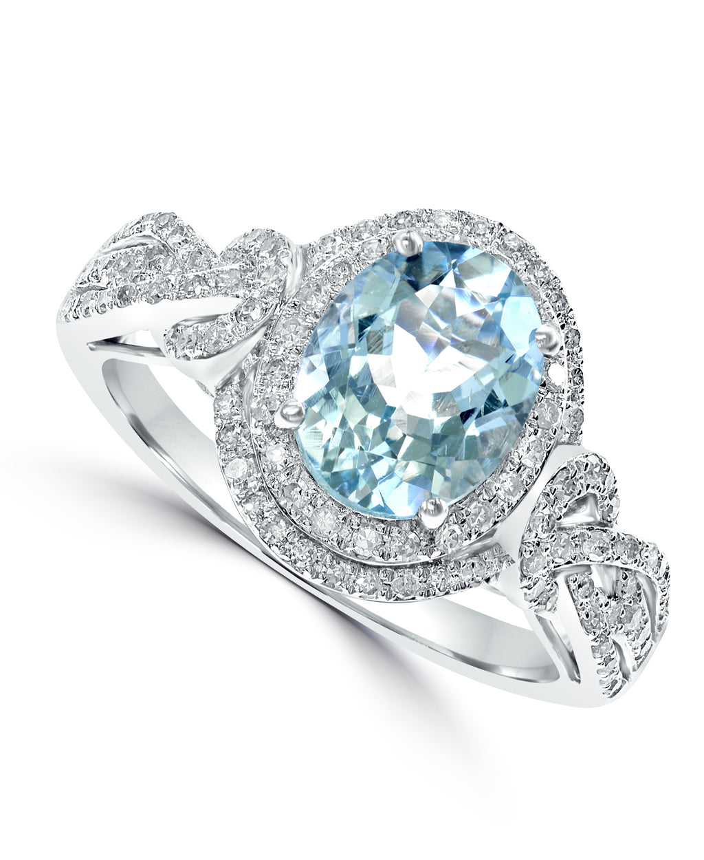 Effy 14K White Gold Diamond and Aquamarine Ring