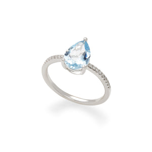 Effy 14K White Gold Diamond, Aquamarine Ring