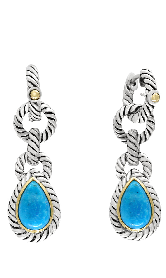 Effy 925 18K Yellow Gold/Silver Turquoise Earrings