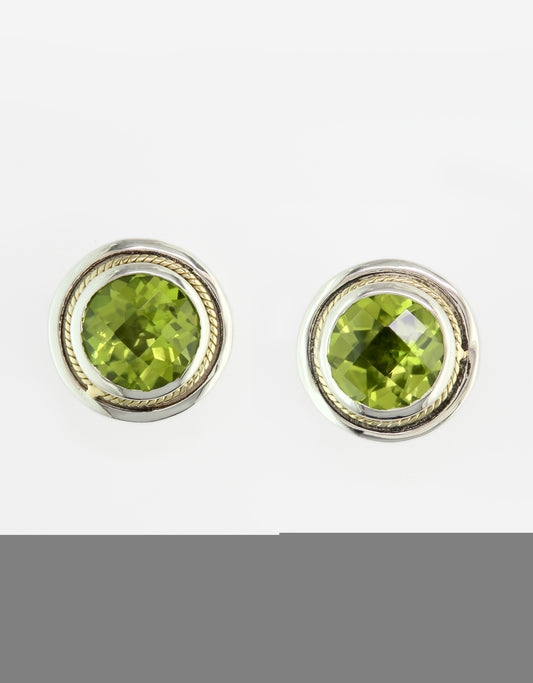 Effy 925 18K Yellow Gold/Silver Peridot Earrings