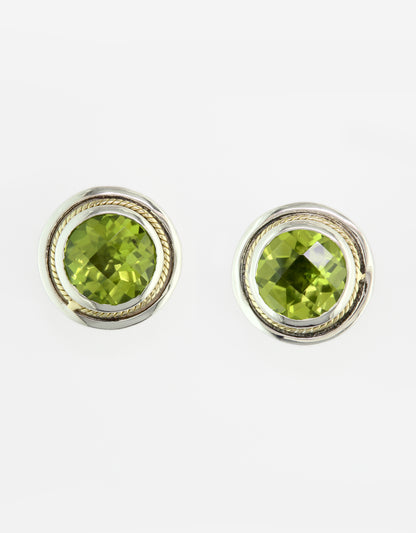 Effy 925 18K Yellow Gold/Silver Peridot Earrings