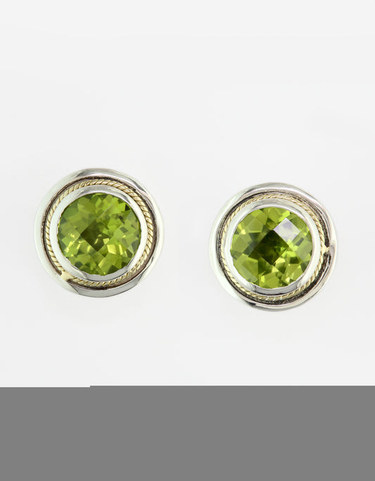 Effy 925 18K Yellow Gold/Silver Peridot Earrings