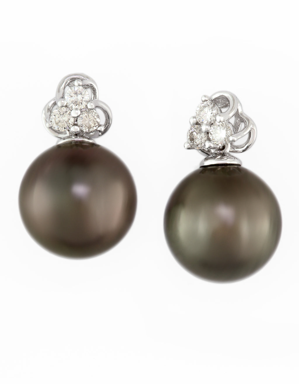 Effy 14K White Gold Diamond and Black Cultured Tahitian Pearl Earrings