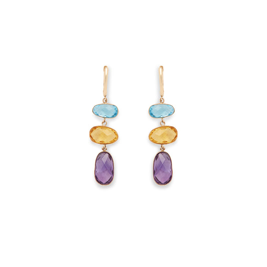 Effy 14K Yellow Gold Amethyst, Blue Topaz, Citrine Earrings