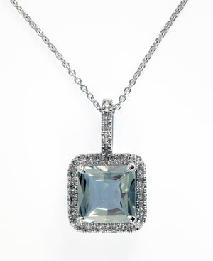Effy 14K White Gold Diamond and Green Amethyst Pendant