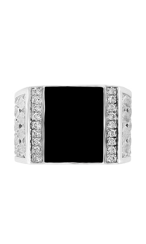 Effy 925 Sterling Silver Diamond and Onyx Ring