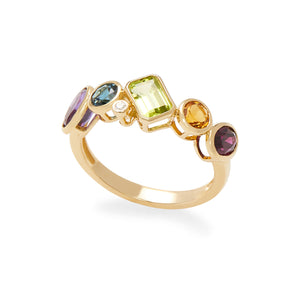 Effy 14K Yellow Gold Diamond, Amethyst, London Blue, Citrine, Rhodolite, Peridot Ring