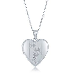 Sterling Silver Butterfly Heart Locket With chain