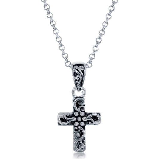 Sterling Silver Oxidized Small Cross Pendant