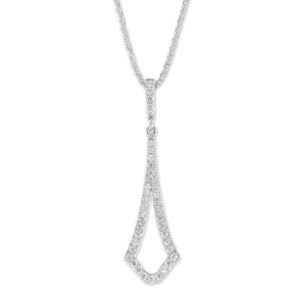 Sterling Silver Open Long Micro Pave Pendant