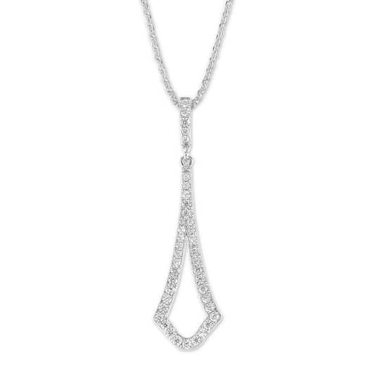 Sterling Silver Open Long Micro Pave Pendant