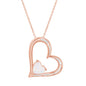 Sterling Silver White Inlay Opal Double Heart Pendant - Rose Gold Plated