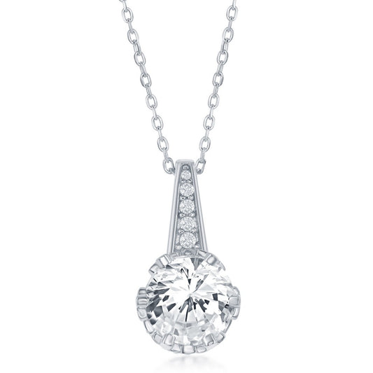 Sterling Silver Round CZ Pendant