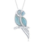 Sterling Silver Larimar Owl on a Branch Pendant