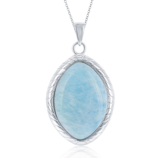 Sterling Silver Marquise Larimar Pendant