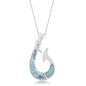 Sterling Silver Larimar Fish hook Pendant