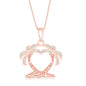 Sterling Silver White Inlay Opal Two Palm Trees Pendant - Rose Gold Plated