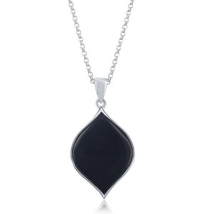 Sterling Silver Black Agate Marquise Pendant