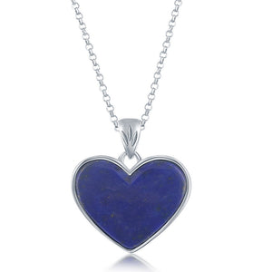 Sterling Silver Lapis Heart Pendant
