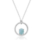Sterling Silver Prong Oval Larimar open Circle Necklace With chain