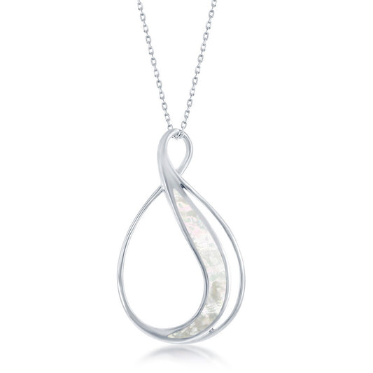 Sterling Silver Whtie MOP Pearshaped Pendant