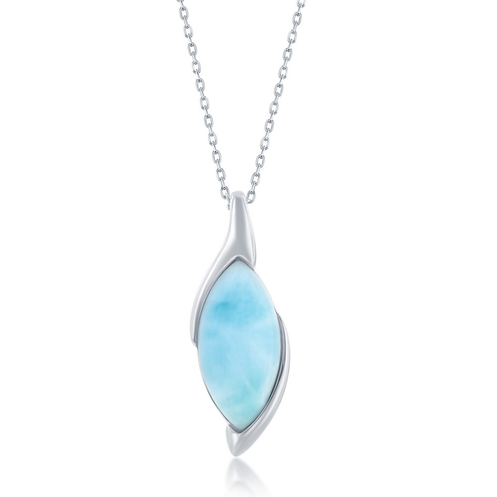 Sterling Silver Marquise Larimar Pendant