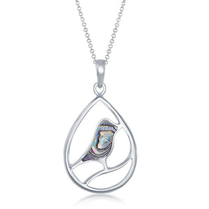 Sterling Silver Bird Pearshaped Pendant - Abalone