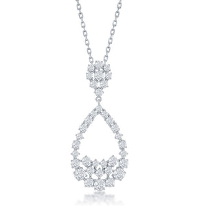 Sterling Silver Large Pear-shaped CZ Pendant