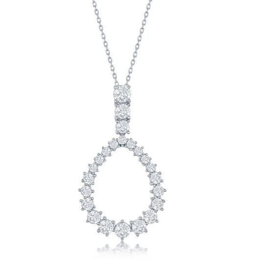 Sterling Silver Open CZ Circle Pendant