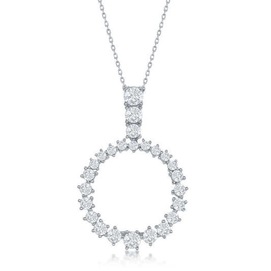 Sterling Silver Open CZ Pear-Shaped Pendant