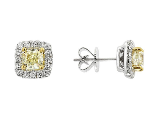 EFFY 18K TWO TONE GOLD  WHITE AND YELLOW DIAMONDEARRINGS