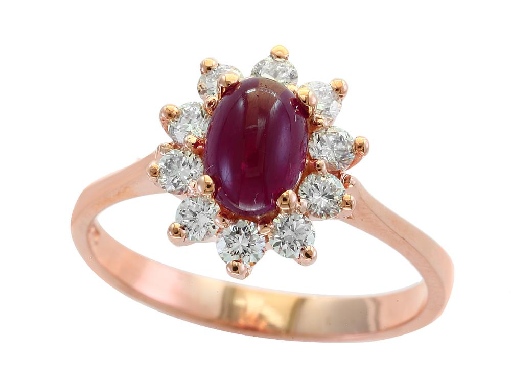 EFFY 14K ROSE GOLD DIAMOND,NATURAL RUBY RING