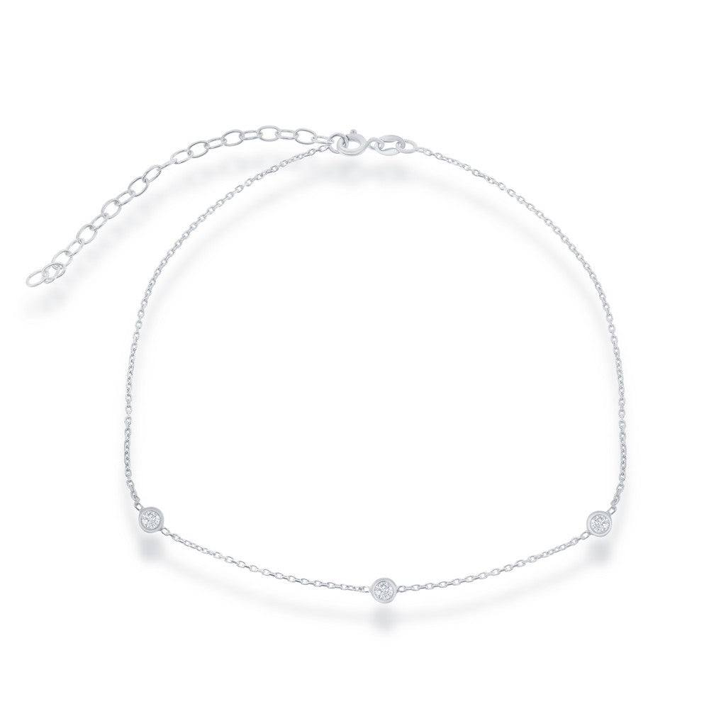 Sterling Silver Small CZ By The Yard Choker