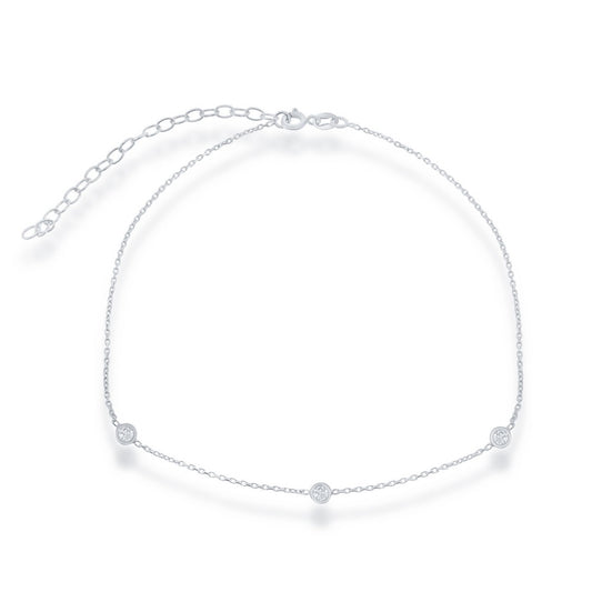 Sterling Silver Small CZ By The Yard Choker