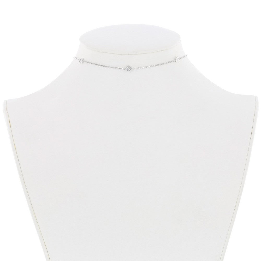 Sterling Silver Small CZ By The Yard Choker