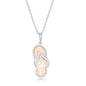 Sterling Silver Two-Tone Flip Flop with Palm Tree Cut-out Necklace