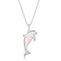 Stelring Silver Two-Tone Fancy Design Dolphin With  Diamond-Cut Border Necklace