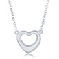 Sterling Silver Puffed Open Heart Necklace